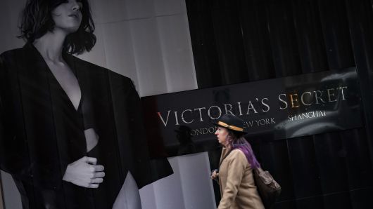 A woman walks past a Victoria's Secret store in Midtown Manhattan, March 1, 2019 in New York City.